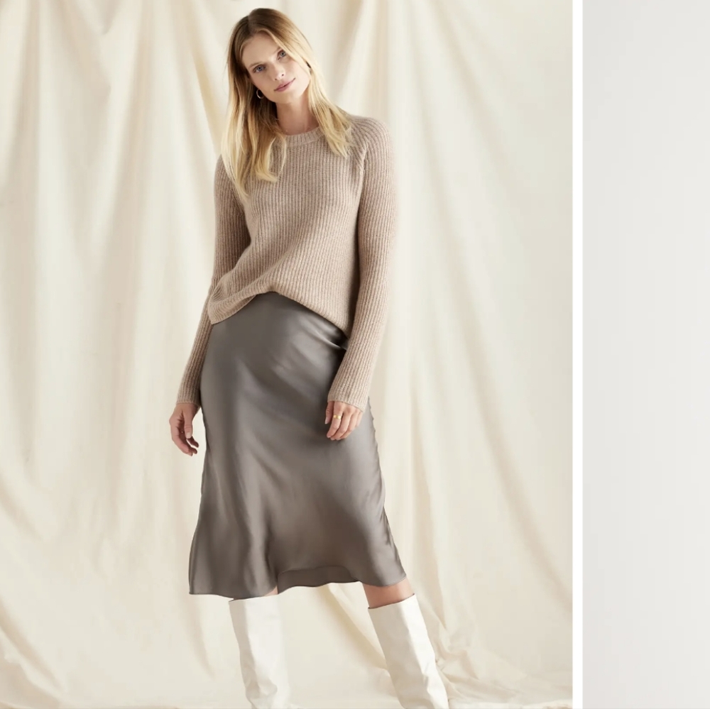 Quince Mongolian Cashmere Fisherman Crewneck Sweater